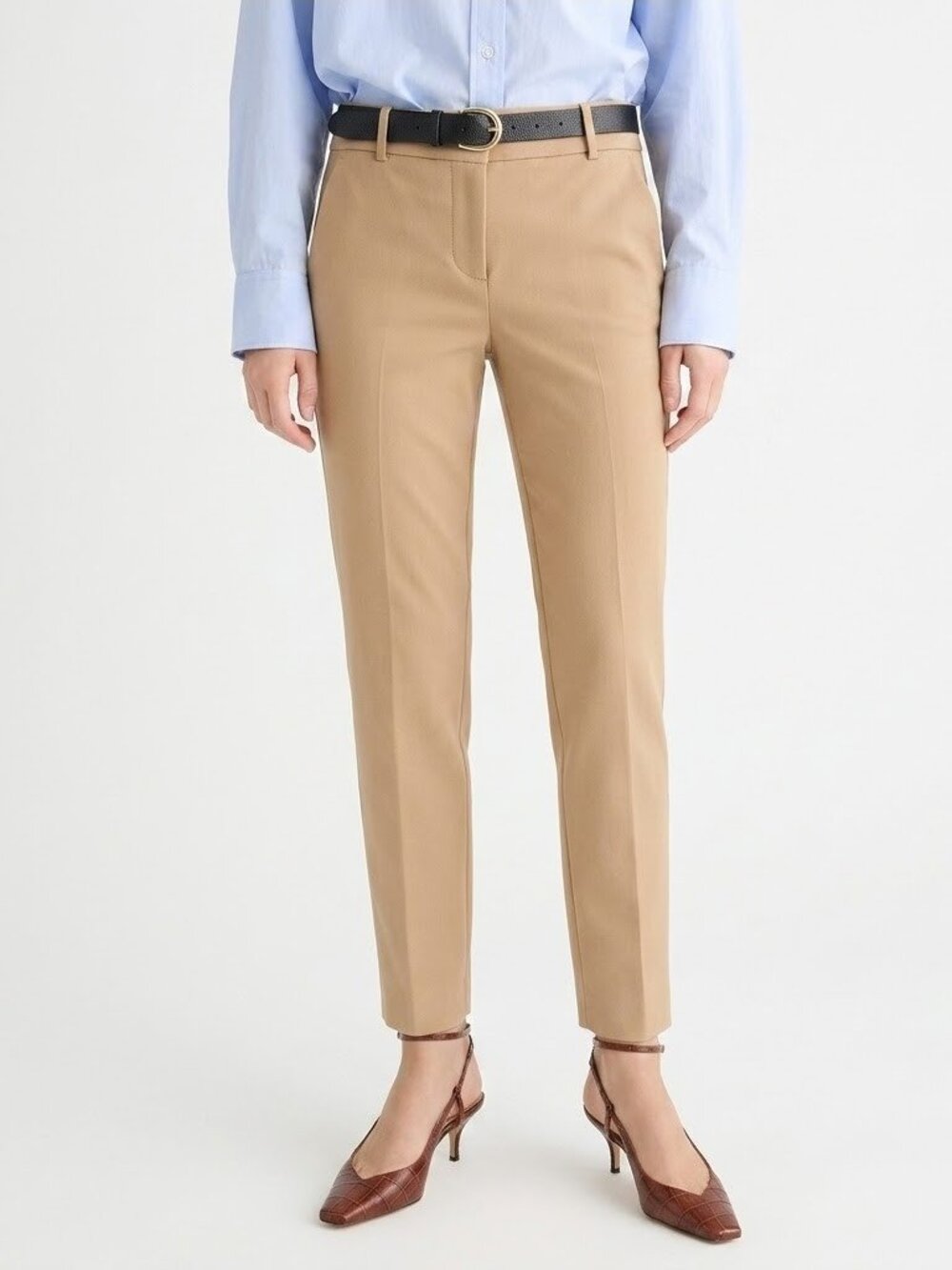 NWT J.Crew Cameron Slim Crop in Heather Saddle Four Season Stretch Pants 10